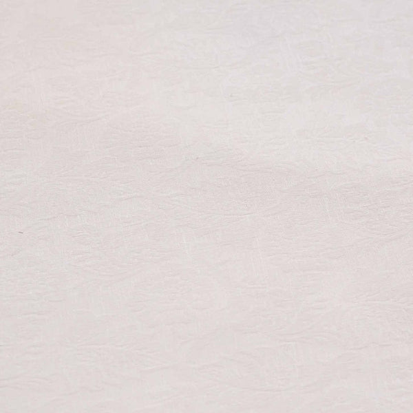 Pearl White Colour Floral Jaal Self Jacquard Cotton Fabric 